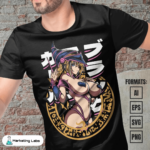 Epic Dark Magician Girl Yu-Gi-Oh anime vector art on a premium T-shirt template. Perfect for Yu-Gi-Oh enthusiasts and fashion-forward individuals. Limited edition, powerful threads for a dynamic wardrobe upgrade