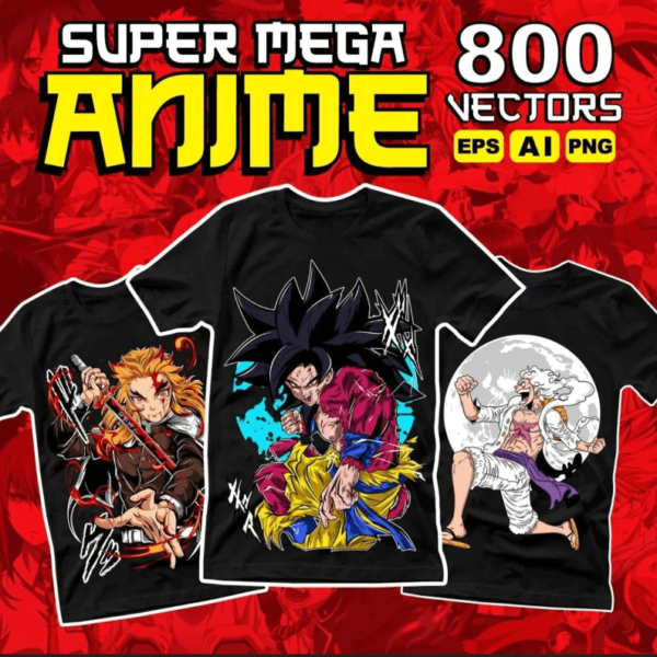 800+ New Anime Tshirt Design POD Bundle