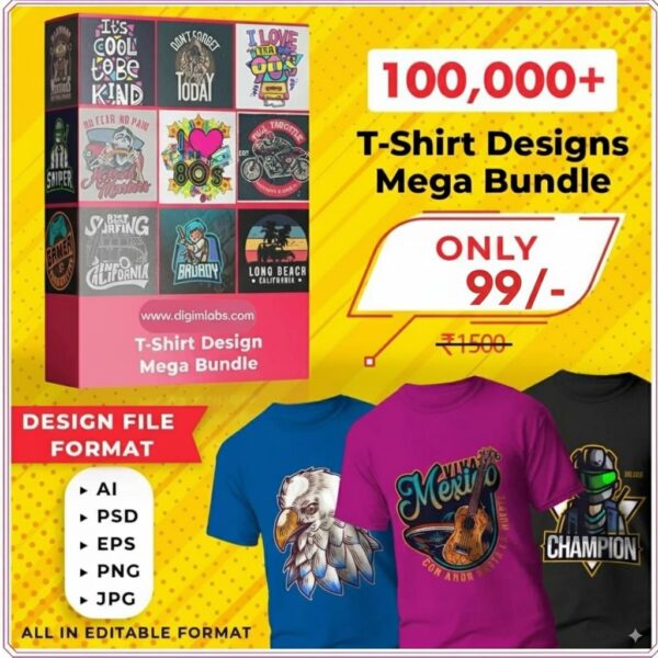 1,00,000+ Unique T-Shirt Design Bundle